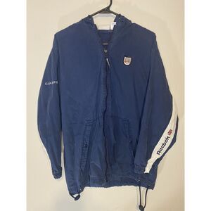 Reebok Small‎ Blue Full Zipper Hooded Jacket Classic Vintage Rare Fade